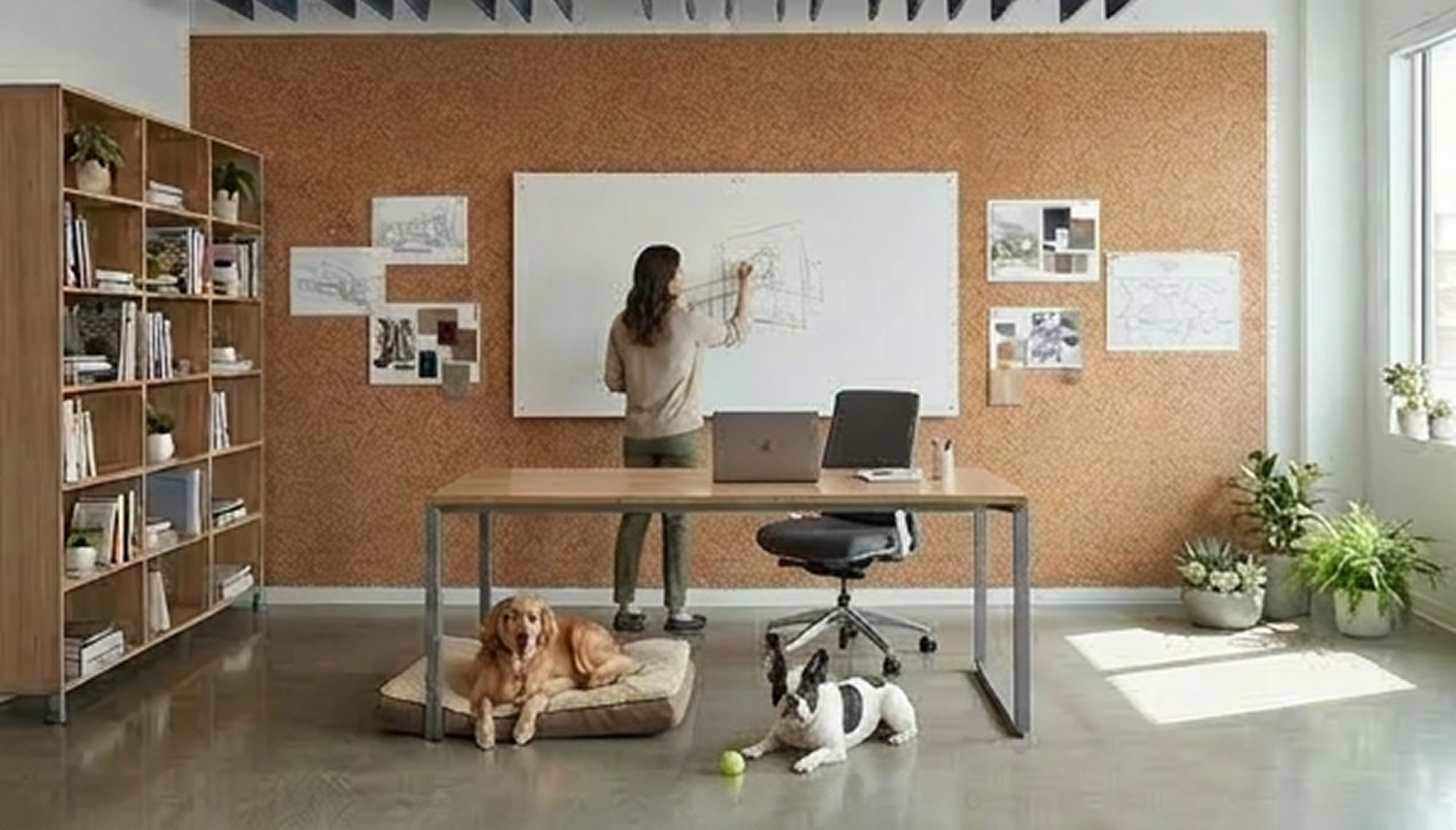Conference room with collaborative surfaces