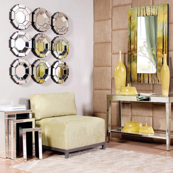 Vinyl Wall Covering Accent Furniture Accent Furniture Mirrored Console Table with a Bottom Shelf