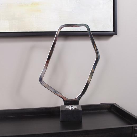 Accessories Accessories Chrome Geometric Sculpture on Black Marble Base