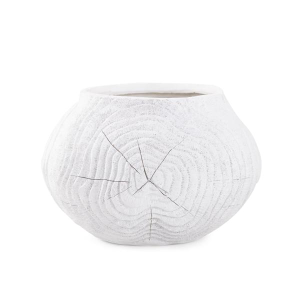 Vinyl Wall Covering Accessories Accessories Faux Bois Round Bowl in a White Washed Polyresin
