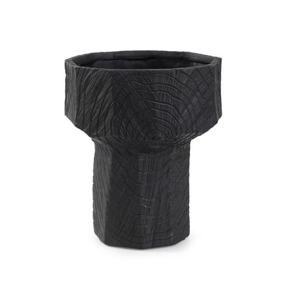 Vinyl Wall Covering Accessories Accessories Faux Bois Tall Bowl in an Ebony Finished Polyresin