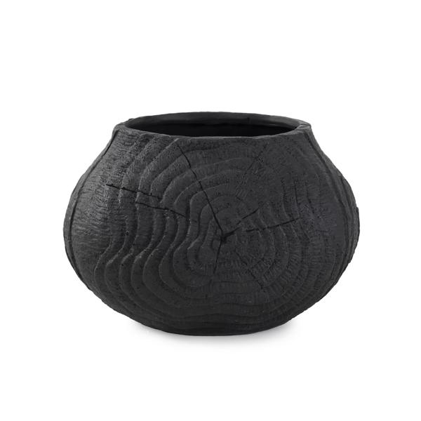 Vinyl Wall Covering Accessories Accessories Faux Bois Round Bowl in an Ebony Finished Polyresin