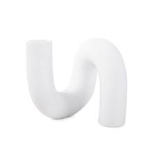 White Abstract Curved Tube Vase Short