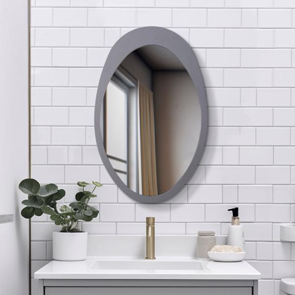 Vinyl Wall Covering Mirrors Mirrors Saldar Gray Oval Contemporary Mirror