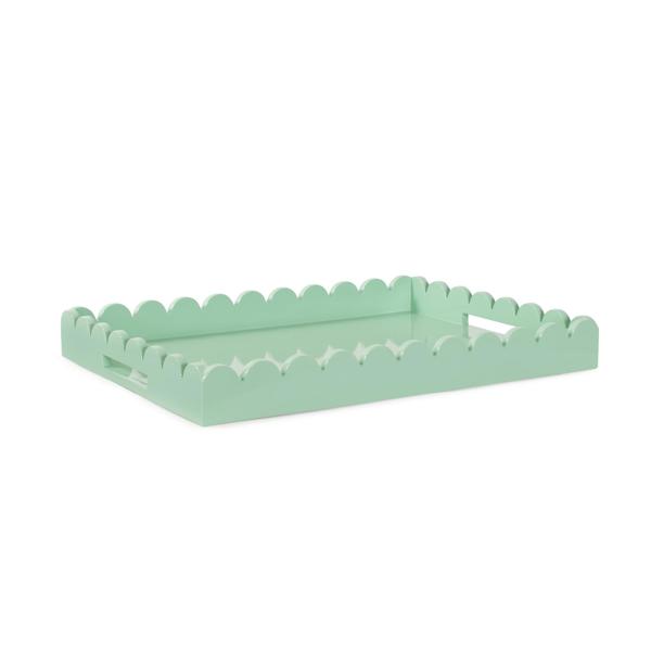 Vinyl Wall Covering Accessories Accessories Rectangle Scalloped Riviera Tray - Sage Green