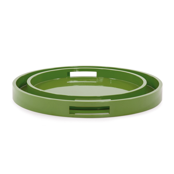 Vinyl Wall Covering Accessories Accessories Saint Tropez Round Tray Set of 2 - Wild Green