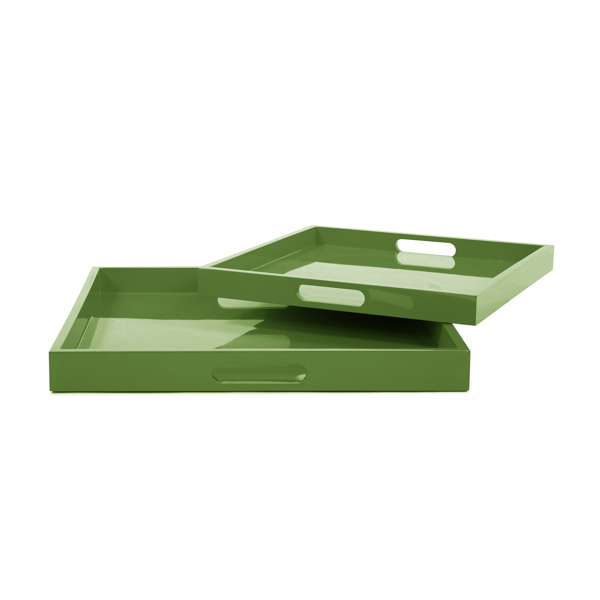 Vinyl Wall Covering Accessories Accessories Saint Tropez Square Tray Set of 2 - Wild Green