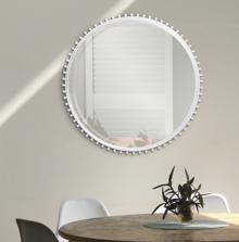 Bellfore Beaded Round Matte White Mirror
