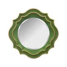 Ethan Round Scalloped Mirror Green