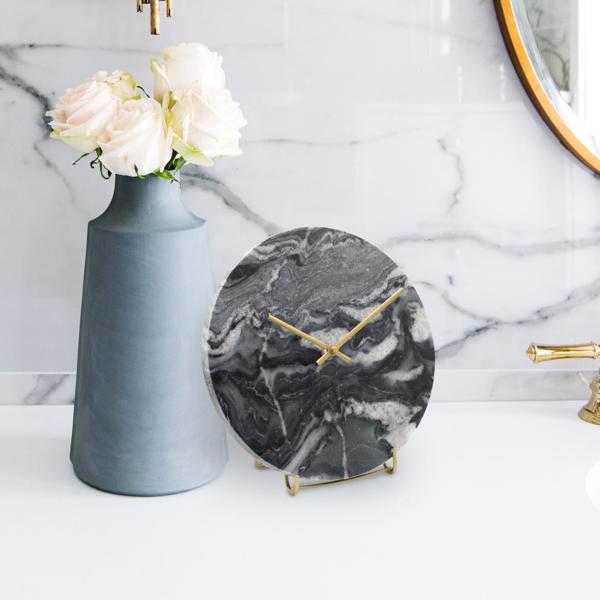 Vinyl Wall Covering Accessories Accessories Piero Black Marble Clock