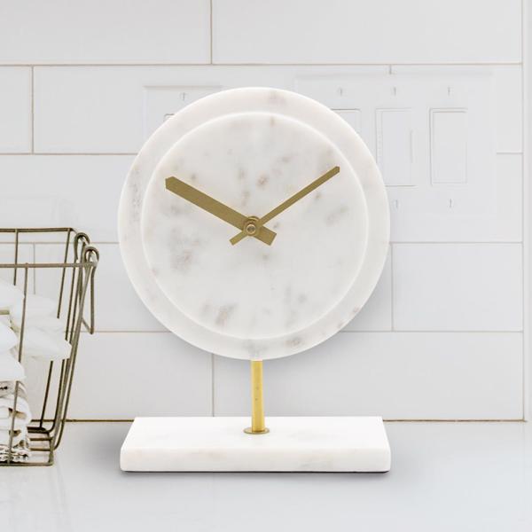 Vinyl Wall Covering Accessories Accessories Piero White Marble Clock
