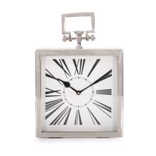 Herbert Handled Table Clock in Polished Nickel