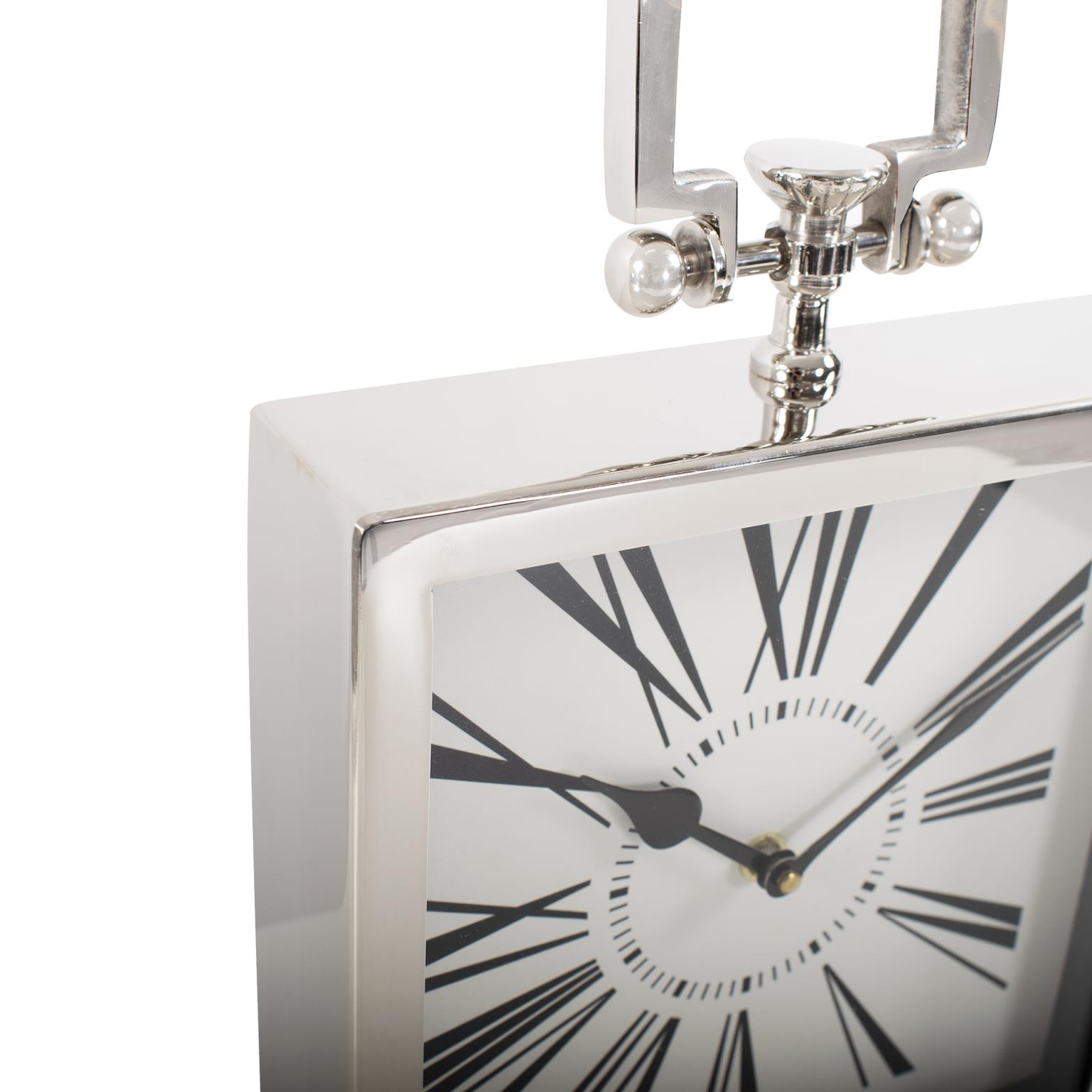 Decor | Herbert Handled Table Clock in Polished Nickel - MDC Interior  Solutions