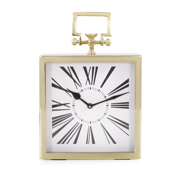 Vinyl Wall Covering Accessories Accessories Herbert Handled Table Clock in Polished Gold