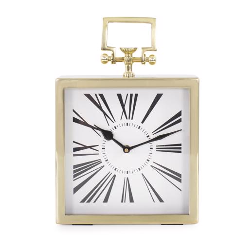  Accessories Accessories Herbert Handled Table Clock in Polished Gold