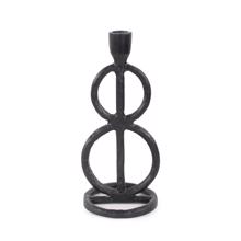 Double Circle Arman Aluminum Candlestick in Black