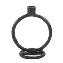 Single Circle Arman Aluminum Candlestick in Black