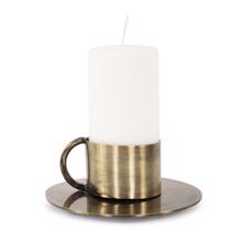 Italo Short Antique Brass Candle Holder with Handl