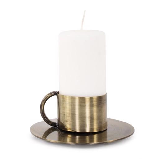  Accessories Accessories Italo Short Antique Brass Candle Holder with Handl