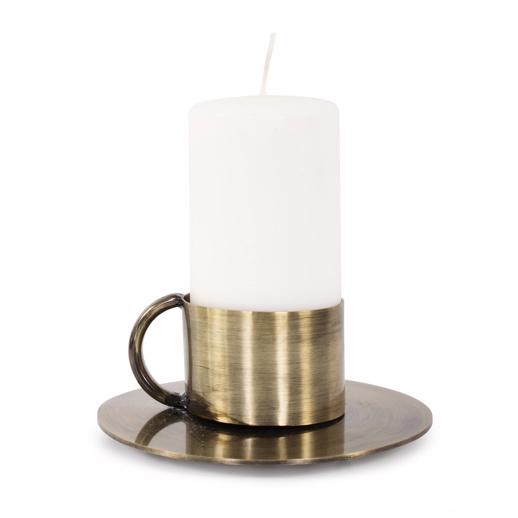 Accessories Accessories Italo Short Antique Brass Candle Holder with Handl