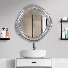 Martine Abstract Cast Iron Mirror in Silver