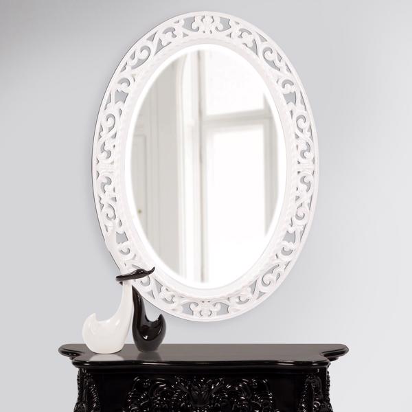 Vinyl Wall Covering Mirrors Mirrors Suzanne Mirror - Glossy White