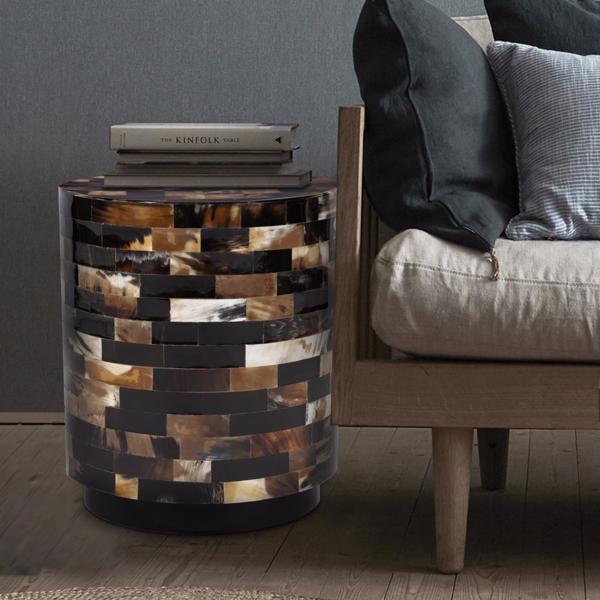 Vinyl Wall Covering Accent Furniture Accent Furniture Elias Round Tiled Horn Stool
