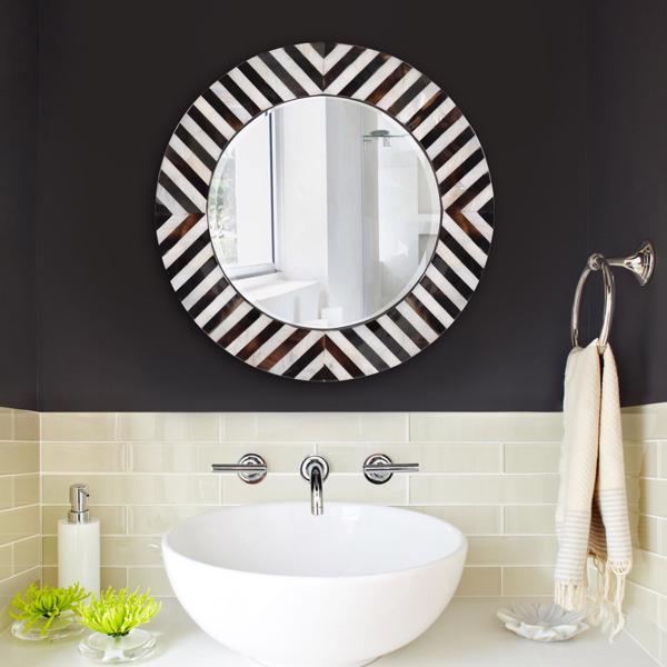 Vinyl Wall Covering Mirrors Mirrors Julianna Round Horn and Shell Tiled Mirror