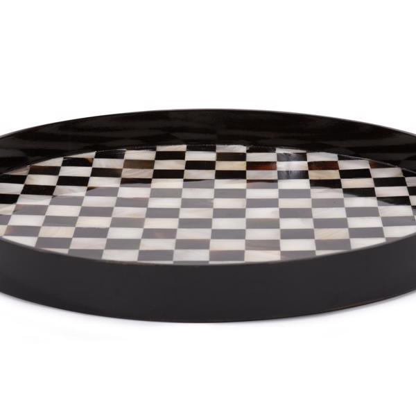 Vinyl Wall Covering Accessories Accessories Julianna Round Horn and Shell Tiled Tray