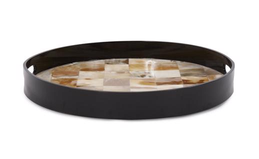  Accessories Accessories Godfrey Round White Horn Tiled Tray