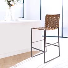 Irving Woven Leather Barstool
