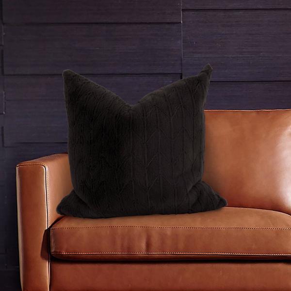Vinyl Wall Covering Textiles Textiles 24 x 24 Angora Ebony Pillow - Down Insert