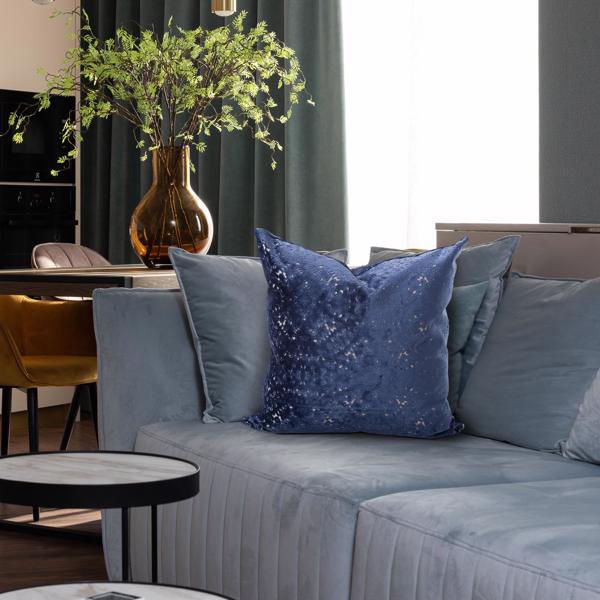 Vinyl Wall Covering Textiles Textiles 24 x 24  Pillow Pisani Sapphire - Down Insert