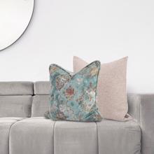 24 x 24 Pillow Baroque Teal  - Down Insert