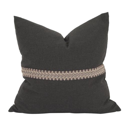  Textiles Textiles 24 x 24 Pillow Seascape Charcoal with Deco Trim - Down Insert