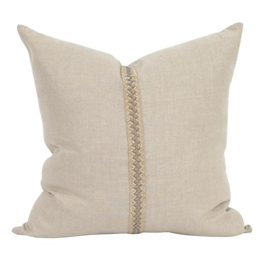  Textiles Textiles 24 x 24 Pillow Prairie Linen with Deco Trim - Down Insert