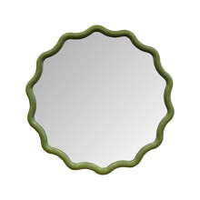 Pine Ripples Round Mirror Green