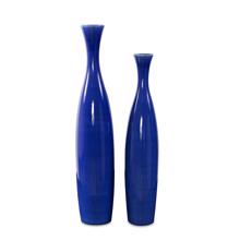 Cobalt Blue Glaze Ceramic Vases - Set of 2