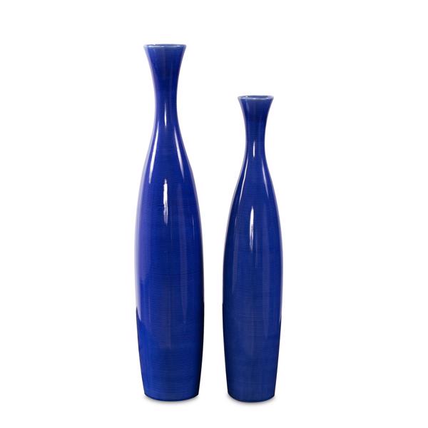 Vinyl Wall Covering Accessories Accessories Cobalt Blue Glaze Ceramic Vases - Set of 2