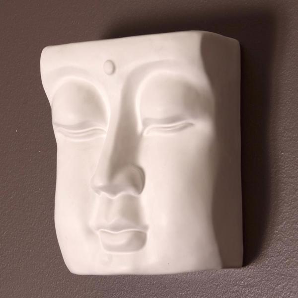 Vinyl Wall Covering Wall Art Wall Art Abstract Buddha Face in Eggshell White Ceramic Wal
