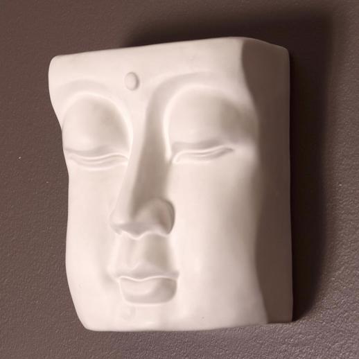  Wall Art Wall Art Abstract Buddha Face in Eggshell White Ceramic Wal