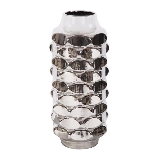  Accessories Accessories Hammered Metallic Silver Ceramic Vase, Medium
