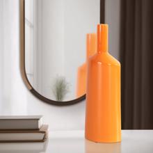 Orange Valencia Askewed Short Bottle Vase