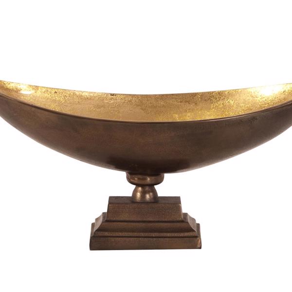 Vinyl Wall Covering Accessories Accessories Oblong Bronze Footed Bowl with Gold Luster - Large