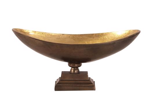  Accessories Accessories Oblong Bronze Footed Bowl with Gold Luster - Large
