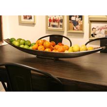 Textured Aluminum Elongated Silver Bowl, Large