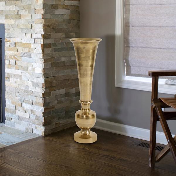 Vinyl Wall Covering Accessories Accessories Oversized Flared Gold Aluminum Vase, Small