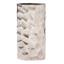 Hammered Aluminum Oval Vase Bright Silver, Large