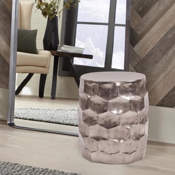 Vinyl Wall Covering Accent Furniture Accent Furniture Hammered Aluminum Graphite Stool
