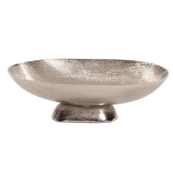 Vinyl Wall Covering Accessories Accessories Textured Footed Bowl in Bright Silver, Large
